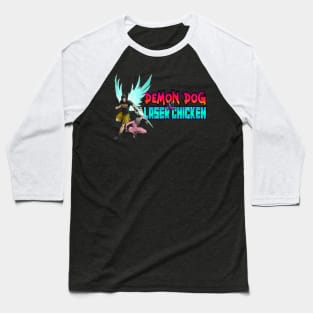 Demon Dog and Laser Chicken - Horizontal Baseball T-Shirt